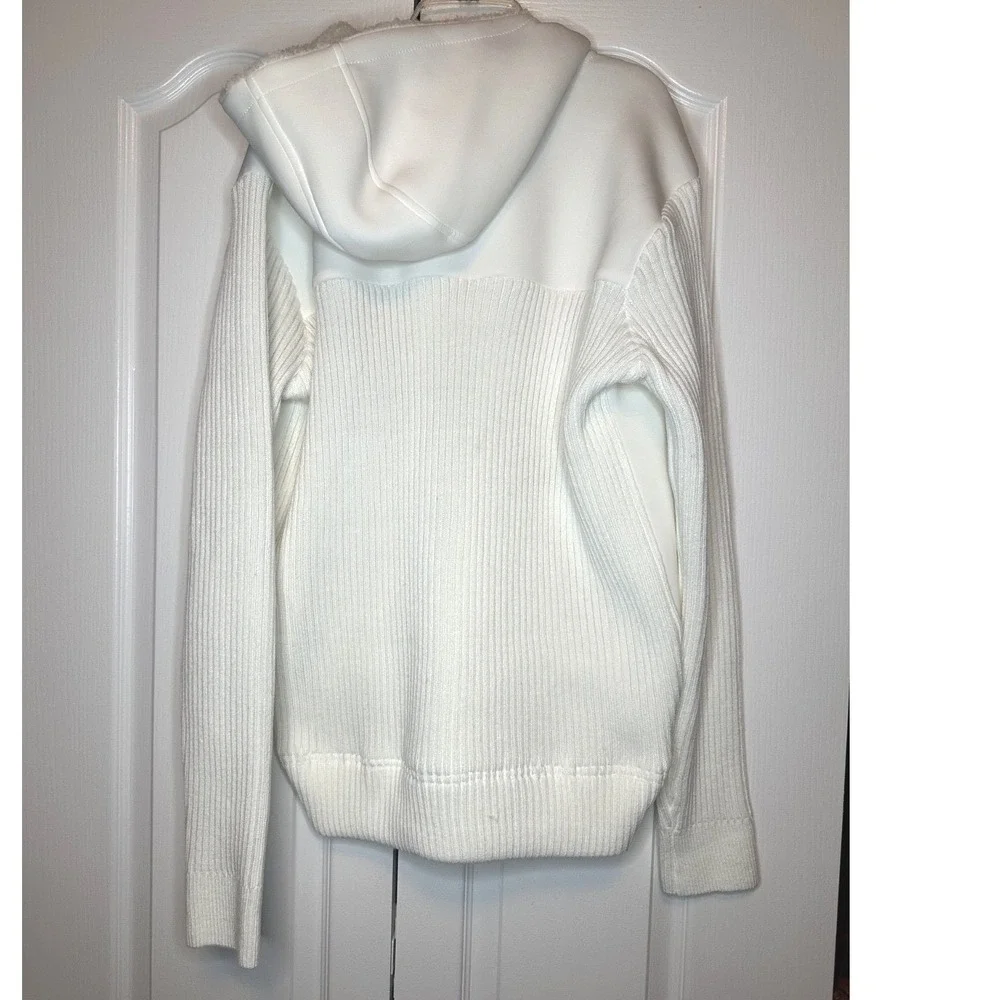 NEW Stone Falcon Jacket Coat Med Full Zip Faux Fur Lined Hood Mid-Length White‎
